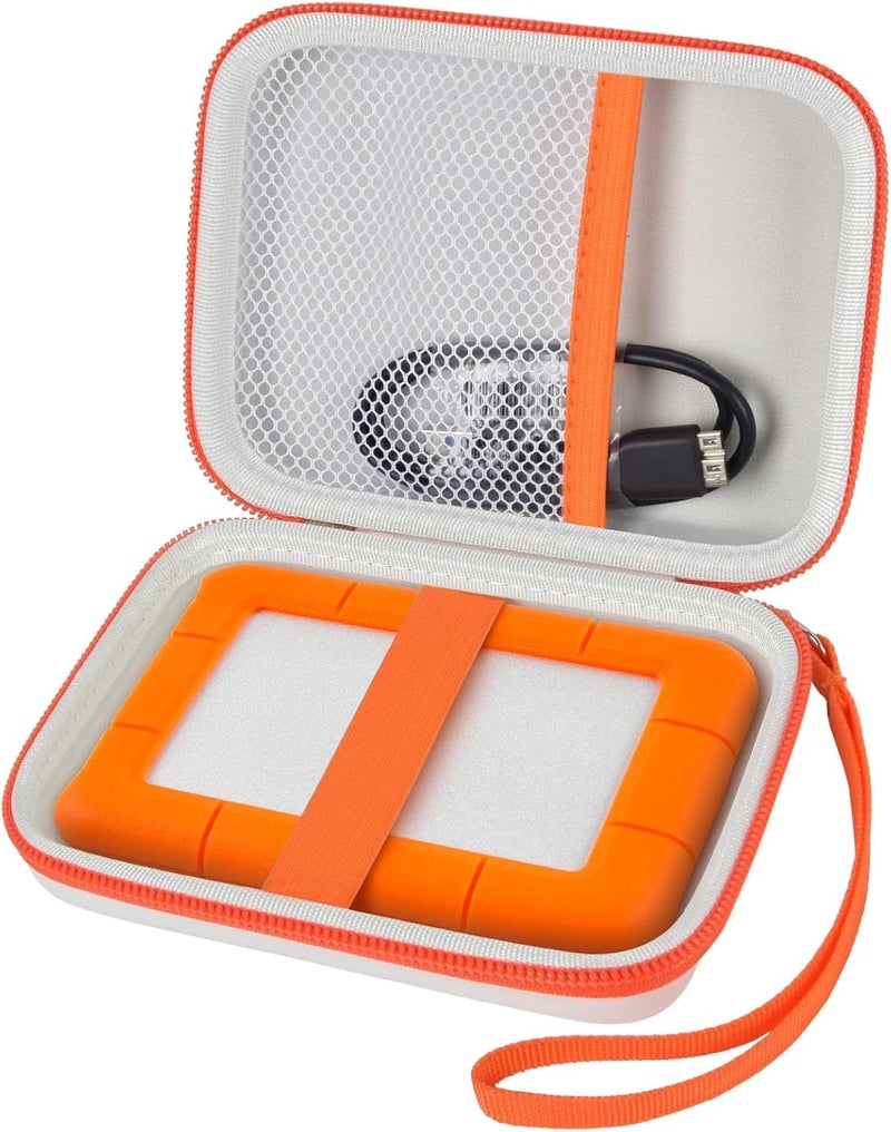 ALKOO Case Compatible with LaCie Rugged Mini 1TB/ 2TB/ 4TB/ 5TB External Hard Drive Portable HDD, Storage Holder for Hard Drives for Mac and PC Computer & USB 3.0 2.0 Cable SD Cards (White) - Image 1